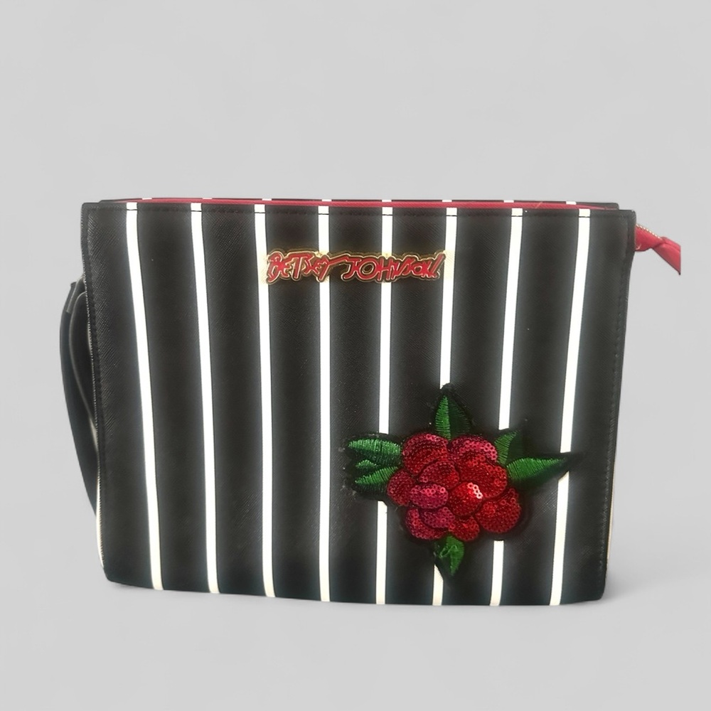 Betsey Johnson Sequin Rose Small Purse‎ Large Clutch